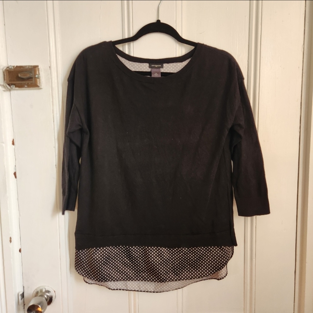 Ann Taylor Black Polka Dot Layered Sweater